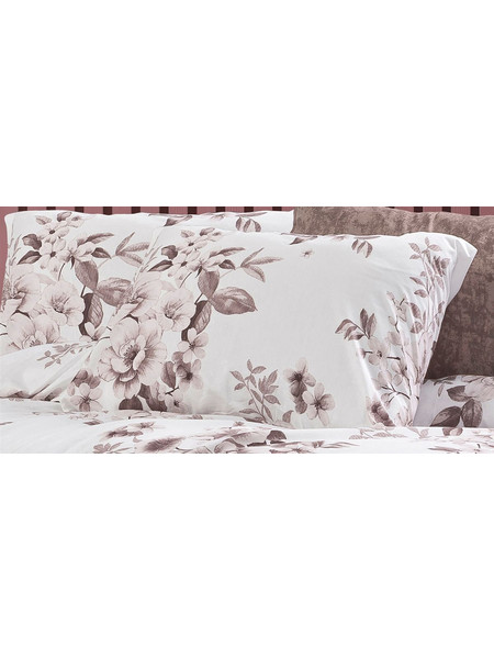 DIMcol Μαξιλαροθήκη Εμπριμέ Βερονίκη 488 50X70 White-Mocha 70/30 Cott/Pol