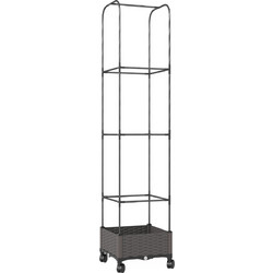 Outsunny Υψωμένη Ζαρντινιέρα με Καφασωτό 185 cm, Με Αποχετευτικές Οπές και 4 Τροχούς, από Μέταλλο Επενδεδυμένο με PE και PP, Μαύρο 84H-648V00BK