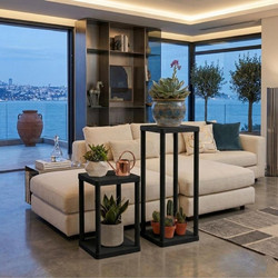 Σετ Πλαστικές Ραφιέρες Πολλαπλών Χρήσεων 2 Τεμαχίων Sakura Flower 2 - Black 282Ptr1179 (23x58x23)