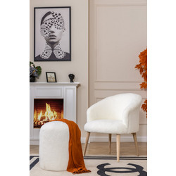 Stewe Home Πολυθρόνα Μπερζέρα με Υποπόδιο Λευκή STE-026785-P26785