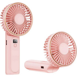 Techsuit Premium Επαναφορτιζόμενο Mini Ανεμιστηράκι Χειρός Hand Fan M12 LED με 6 Ταχύτητες 5000mAh Pink
