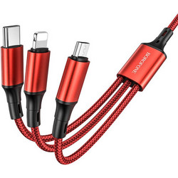 Καλώδιο Φόρτισης Borofone BX50 3-in-1 Micro-USB/Type C/Lightning charging cable 2.4A 1m κόκκινο