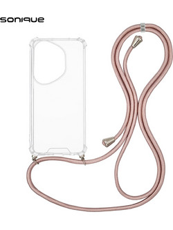 Sonique Armor Clear Θήκη (Honor 400 Pro 5G) με Κορδόνι Ροζ Χρυσό Σατινέ