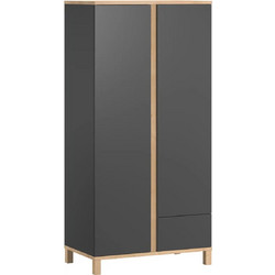 PoliHome Δίφυλλη Ντουλάπα Ρούχων Altitude Γκρι 90x53x184cm 162075619