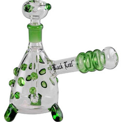 Black Leaf Glass Pipe with Feet Green