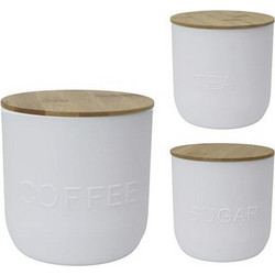 ΣΕΤ 3 ΤΕΜΑΧΙΩΝ ΔΟΧΕΙΑ TEA COFFE SUGAR ΑΠΟ ΠΛΑΣΤΙΚΟ ΜΕ ΚΑΠΑΚΙ ΜΠΑΜΠΟΥ 12CM ZAROS