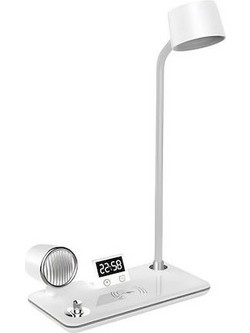 LED Φωτιστικό Γραφείου 4 σε 1 με Ασύρματο Φορτιστή, Ηχείο Bluetooth και Ρολόι - LED Desk Lamp 4 in 1 with Wireless Charger, Bluetooth Speaker and Clock 030231