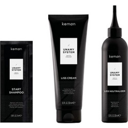 Unamy System Liss Set Kemon: Start, Hair Shampoo, 20 ml + Liss Cream, Hair Treatment Cream Mask, 250 ml + Liss Neutralizer, Hair Treatment Lotion Mask
