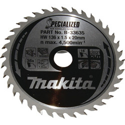 Makita Δίσκος Κοπής Ξύλου με 36 Δόντια 136mm B-33635