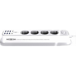 Moxom MX-ST05 Πολύπριζο 4 Θέσεων με 6 USB και Καλώδιο 2m Λευκό