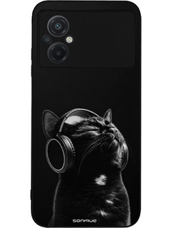 Sonique Men's Edition Θήκη Black με Σχέδιο «Audio Kitten» (Xiaomi Poco M5)