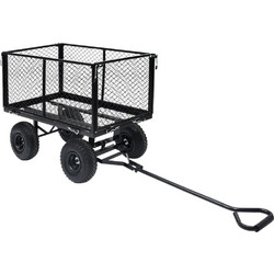 vidaXL Καρότσι Κήπου Ρυμουλκούμενο 250 κ - Μαύρο, 350 kg