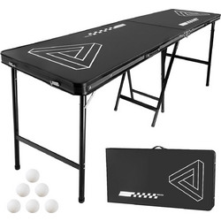 VEVOR Φορητό Τραπέζι Beer Pong 2,4 m, Αναδιπλούμενο, Ύψους 91 cm, με Λαβές Μεταφοράς και 6 Μπάλες, Μαύρο ZDPJYXZJGK00CK1VR001V0