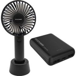 RealPower Ανεμιστηράκι Χειρός USB Επαναφορτιζόμενο 1200mAh Μαύρο 375356