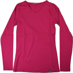Paco & Co Wmn's Basic V-Neck Long Sleeve Tee 2482817 Fuchsia
