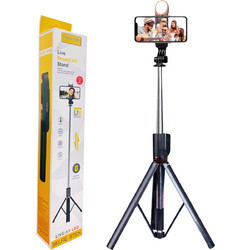 Plokama K9 Led Selfie Stick Τρίποδο Κινητού με Bluetooth και Led - Μαύρο