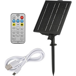 Ηλιακό Πάνελ 123LED με Χειριστήριο & Καλώδιο USB για Φωτιστική Γιρλάντα 24V Black