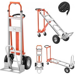 VEVOR 4 in 1 Χειροκίνητο Καρότσι, Χωρητικότητα Φορτίου 453,6 kg για Λειτουργία 4 Τροχών, Μετατρέψιμο Χειροκίνητο Καρότσι με Αντιολισθητική Λαβή & Τροχούς, Φορητό Καρότσι Αλουμινίου για Μετακόμιση Σπιτ