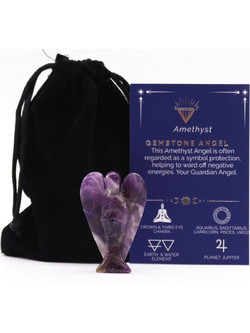Hand Carved Gemstone Angel - Amethyst