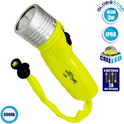 GloboStar(R) 79027 Αδιάβροχος Καταδυτικός Φορητός Φακός LED COB IP68 3W 300lm Ψυχρό Λευκό 6000K