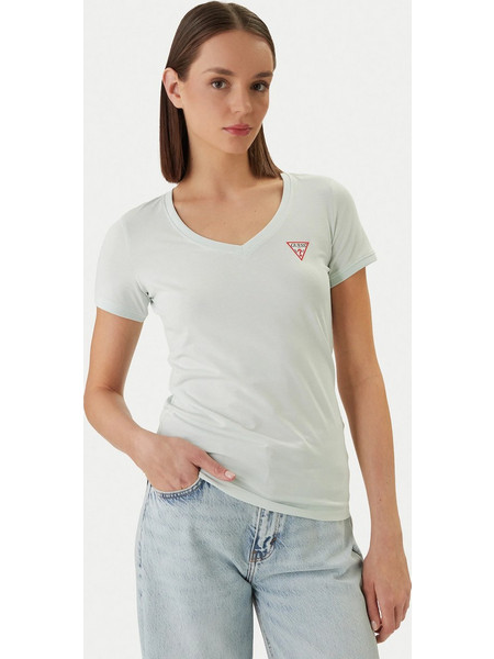 GUESS T-SHIRT ΜΕ V ΛΑΙΜΟΚΟΨΗ ΚΑΙ ΚΟΝΤΟ ΜΑΝΙΚΙ - ΒΕΡΑΜΑΝ - W2YI45J1314