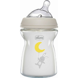 Chicco Natural Feeling Πλαστικό Μπιμπερό με Θηλή Σιλικόνης κατά των Κολικών 0m+ Bee Beige 150ml