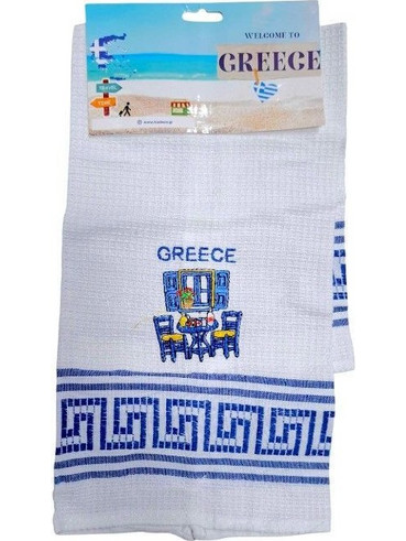 Πετσέτα ποτηρόπανο Souvenir με κέντημα - Σετ 12pcs - Greece - 416297