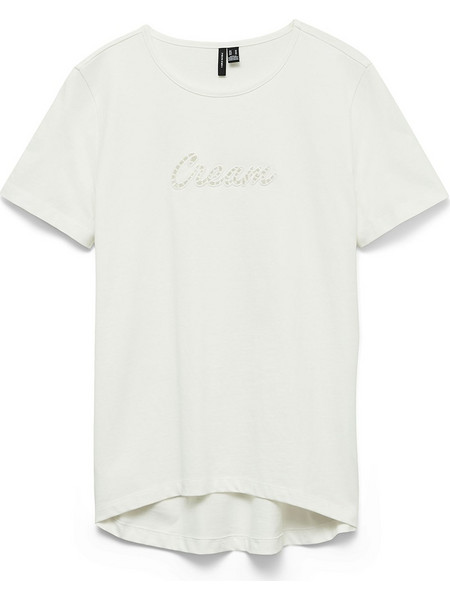 VERO MODA VMMIRANDA SIF SS TOP BOX JRS 10344827-Snow WhiteCREAM OffWhite