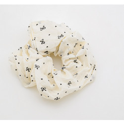 Ελαστικό Scrunchie που δεν Τσακίζει τα Μαλλιά με Girly Μοτίβο-Άσπρο Άσπρο Novita