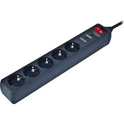 Gembird SPG5-C-10 surge protector Black 5 AC outlet(s) 250 V 3 m