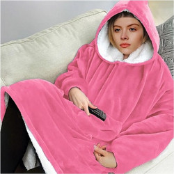 Κουβέρτα Βελουτέ Huggle Plush King Size 70x90εκ. με Κουκούλα - Ροζ, Μπλε, Κόκκινο, Γκρι