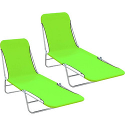 vidaXL Set Ξαπλώστρες Πτυσσόμενες Πράσινες 310343