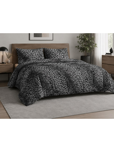 Σετ Παπλωματοθήκη Ημίδιπλη 170x250 Cosmin Lumora Leopard Black