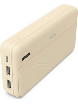 Hama Pocket 20 Power Bank 20000mAh 10.5W με 2 Θύρες USB-A Sand