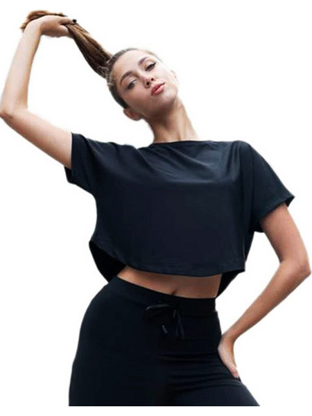 Γυναικείο Αθλητικό Κοντομάνικο Crop Top Τύπου Yoga