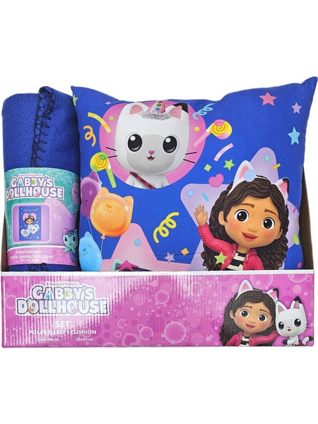 Gabbys Dollhouse polar blanket + cushion set