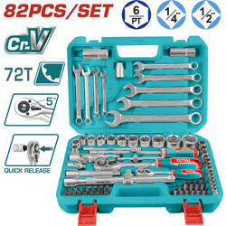 Τotal THT421802 Σετ Καστάνια με Καρυδάκια 1/4" & 1/2" 82 Τεμάχια