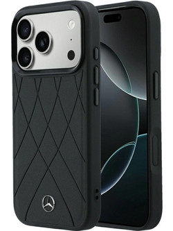 Mercedes-Benz Leather Crossed Lines MagSafe Θήκη Black (iPhone 18 Pro / 17 Pro)