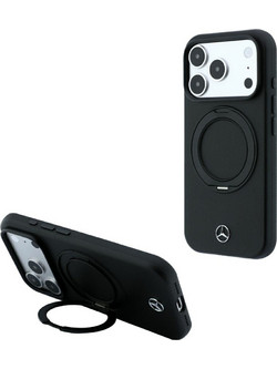 Mercedes-Benz Leather with Ring Stand MagSafe Case Black (iPhone 18 Pro Max / 17 Pro Max)