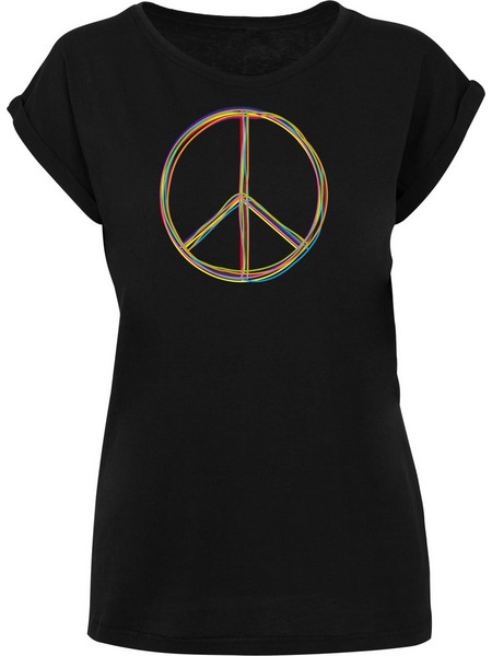 Peace_Multicolor with Ladies Extended Shoulder Tee black