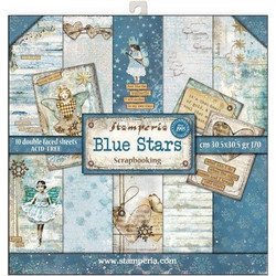Stamperia 10 Χαρτιά Scrapbooking 30,5x30,5cm Διπλής Όψης Blue Stars