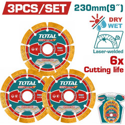 Total TAC2179033 Σετ Διαμαντοδίσκοι 230 Χ 22.2mm Χ 10mm 3 Τεμάχια