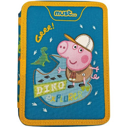 Must George Pig Dino Explorer Κασετίνα Γεμάτη με 2 Θήκες Μπλε 482740