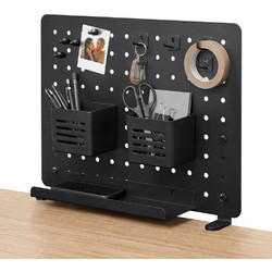 Spigen - Clamp-On Rail Desk Pegboard LD405 - With Interchangeable Holders / Accessories, Metal Panel - Black - (AHP11400)