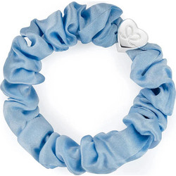 By Eloise London Silver Heart Silk Scrunchie χρώμα Sky Blue