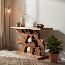 Κονσόλα Nasiol Inart teak ξύλο σε φυσική απόχρωση 120x40x75εκ - PAKO WORLD - 343-000080