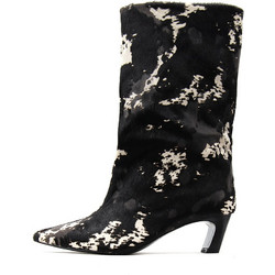 VANYA 01 COMBO A PONY SKIN MID HEEL COW BOOTS WOMEN ASH