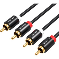 VENTION 2RCA Male to Male Audio Cable 2M Black Metal Type (VAB-R06-B200) (VENVAB-R06-B200)