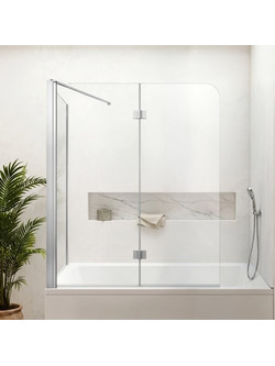 Πόρτα ντουζιέρας μπανιέρας VEVOR 700/1200 x 1400 mm ημι-πλαίσιο, διπλή πτυσσόμενη μπανιέρα, 6 mm καθαρό σκληρυμένο γυαλί, επίστρωση Nano Easy-Clean, αναδιπλούμενη 180 1 σταθερό και 2 πτυσσόμενα πάνελ,