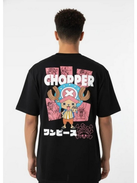 T-Shirt One Piece Chopper Oversize black MOPTO005